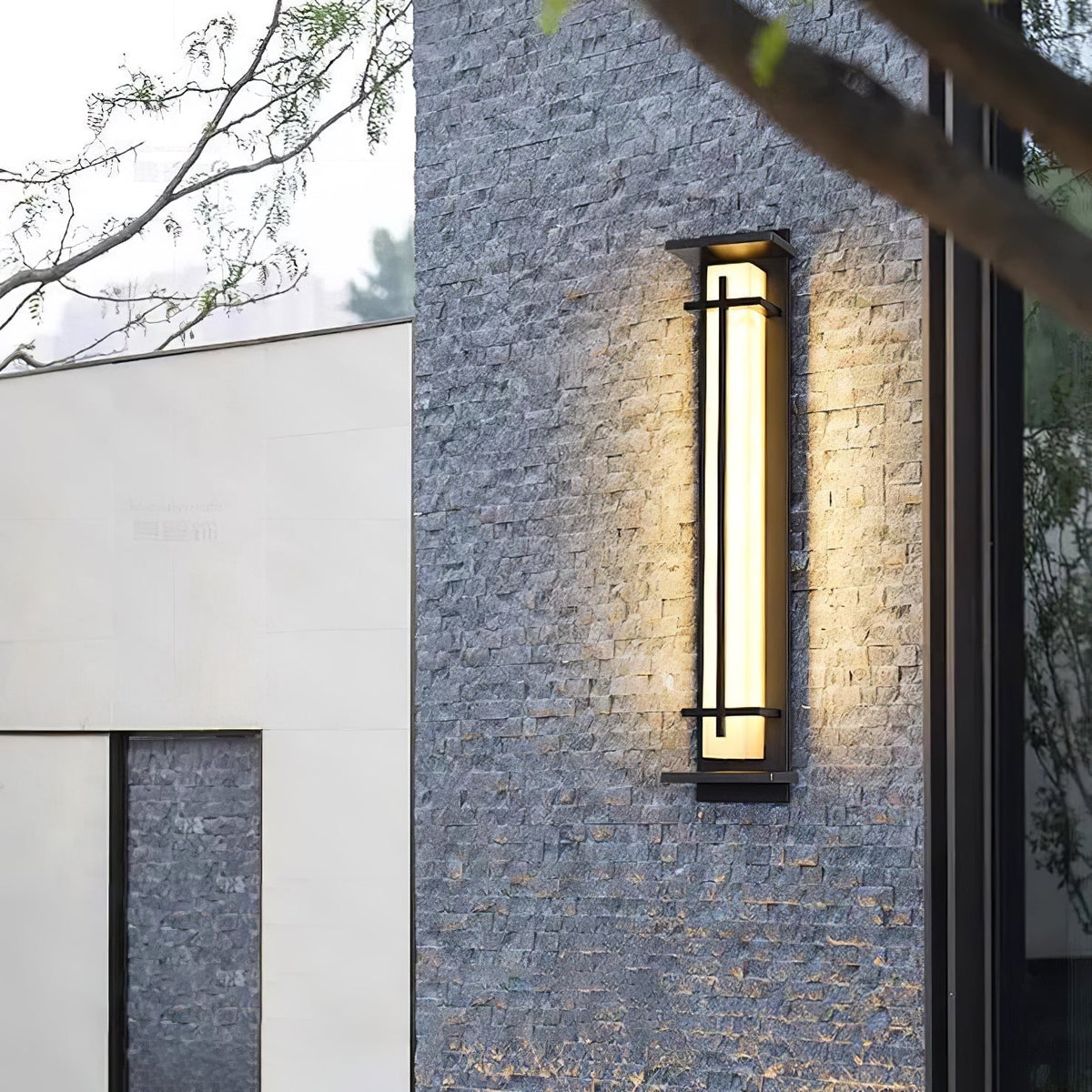 Avenirette kwadratowa zewnętrzna lampa kinkietowa imitująca alabaster wodoodporna