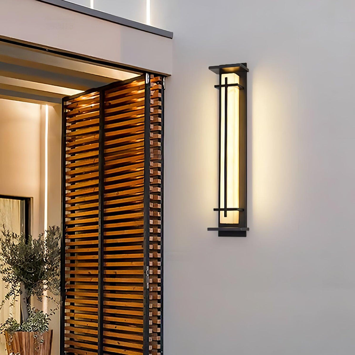 Avenirette kwadratowa zewnętrzna lampa kinkietowa imitująca alabaster wodoodporna