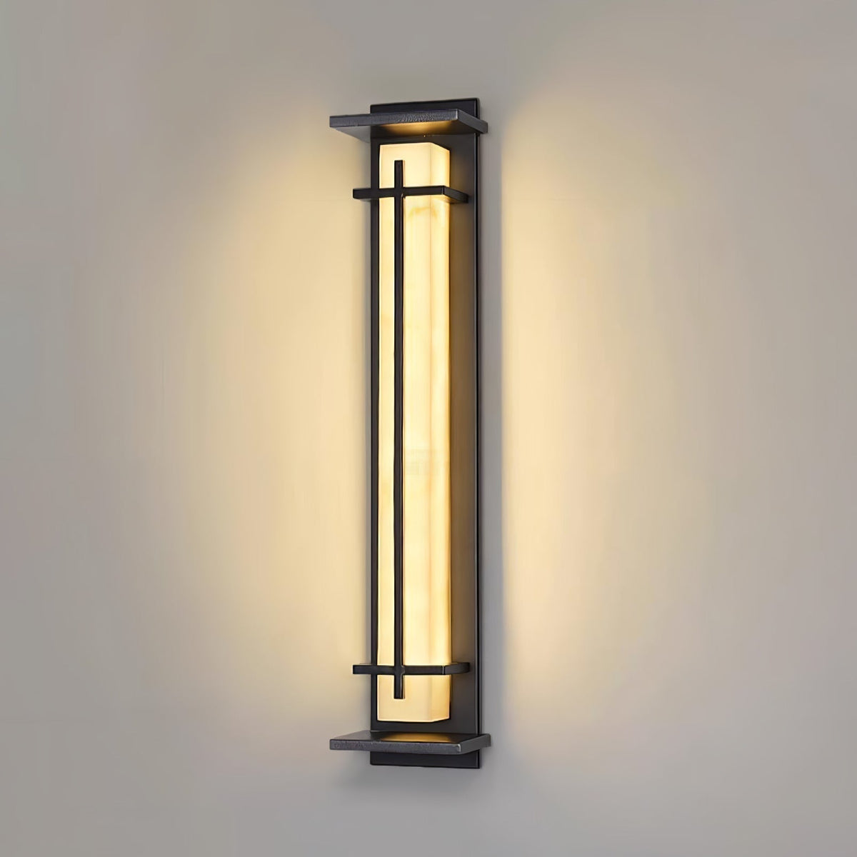 Avenirette kwadratowa zewnętrzna lampa kinkietowa imitująca alabaster wodoodporna