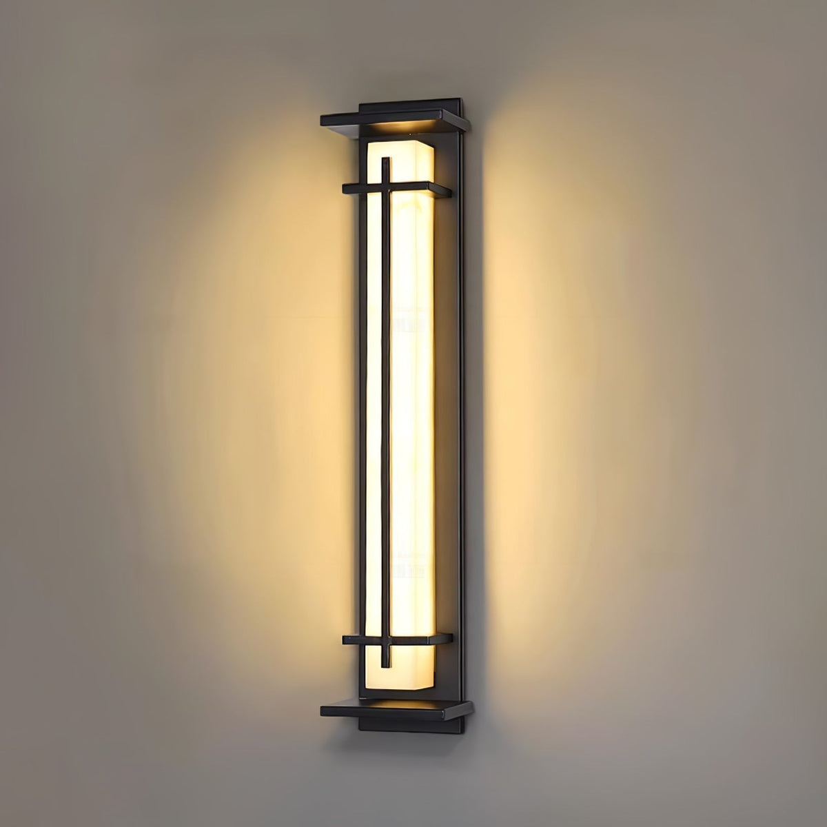 Avenirette kwadratowa zewnętrzna lampa kinkietowa imitująca alabaster wodoodporna
