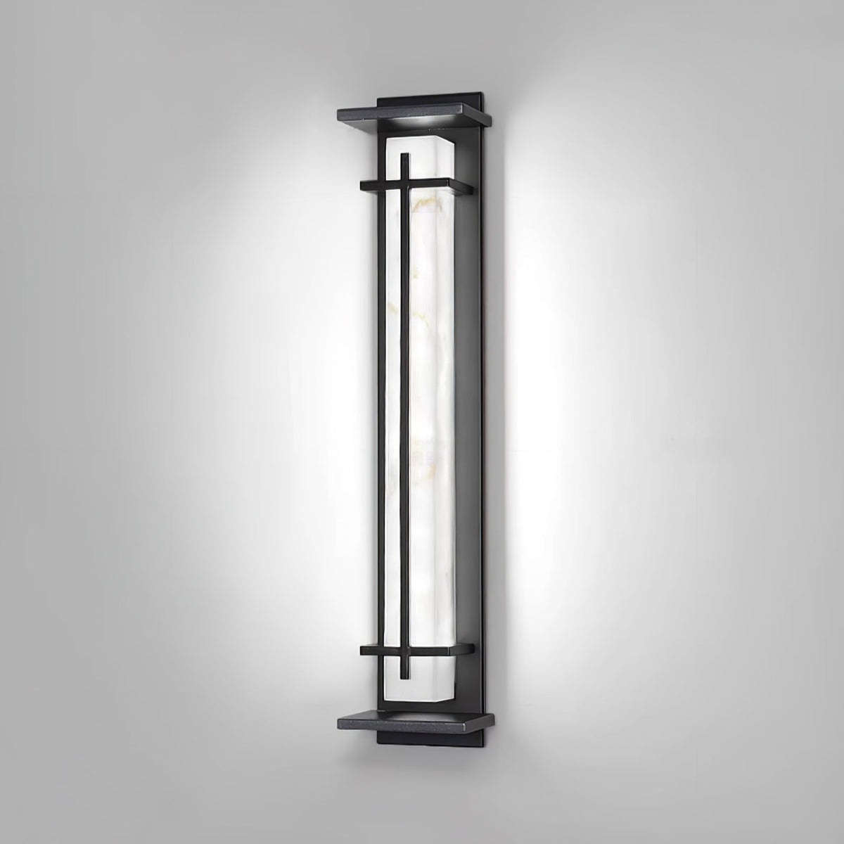 Avenirette kwadratowa zewnętrzna lampa kinkietowa imitująca alabaster wodoodporna