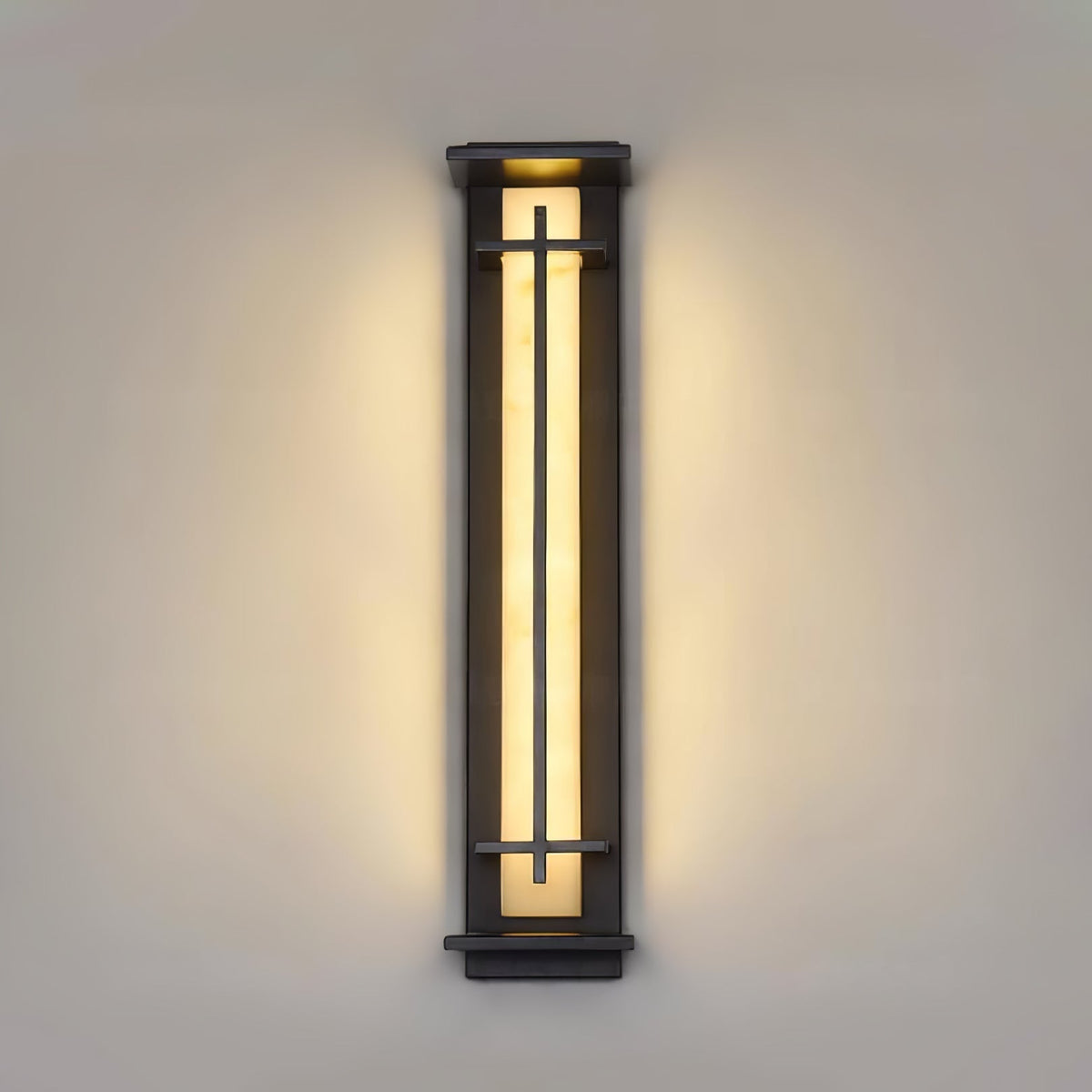 Avenirette kwadratowa zewnętrzna lampa kinkietowa imitująca alabaster wodoodporna