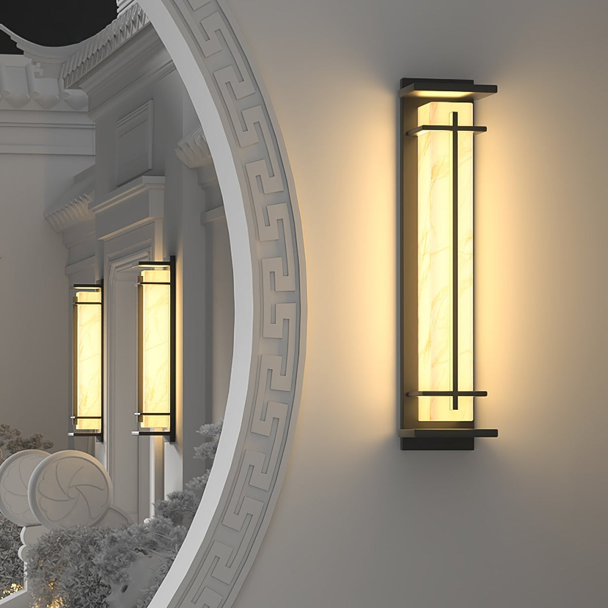 Avenirette kwadratowa zewnętrzna lampa kinkietowa imitująca alabaster wodoodporna