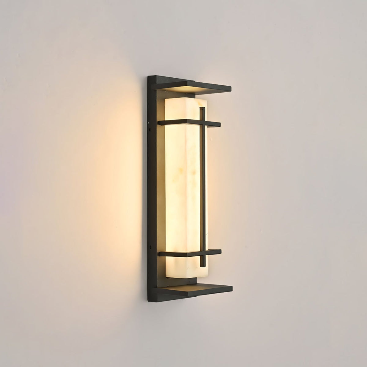 Avenirette kwadratowa zewnętrzna lampa kinkietowa imitująca alabaster wodoodporna