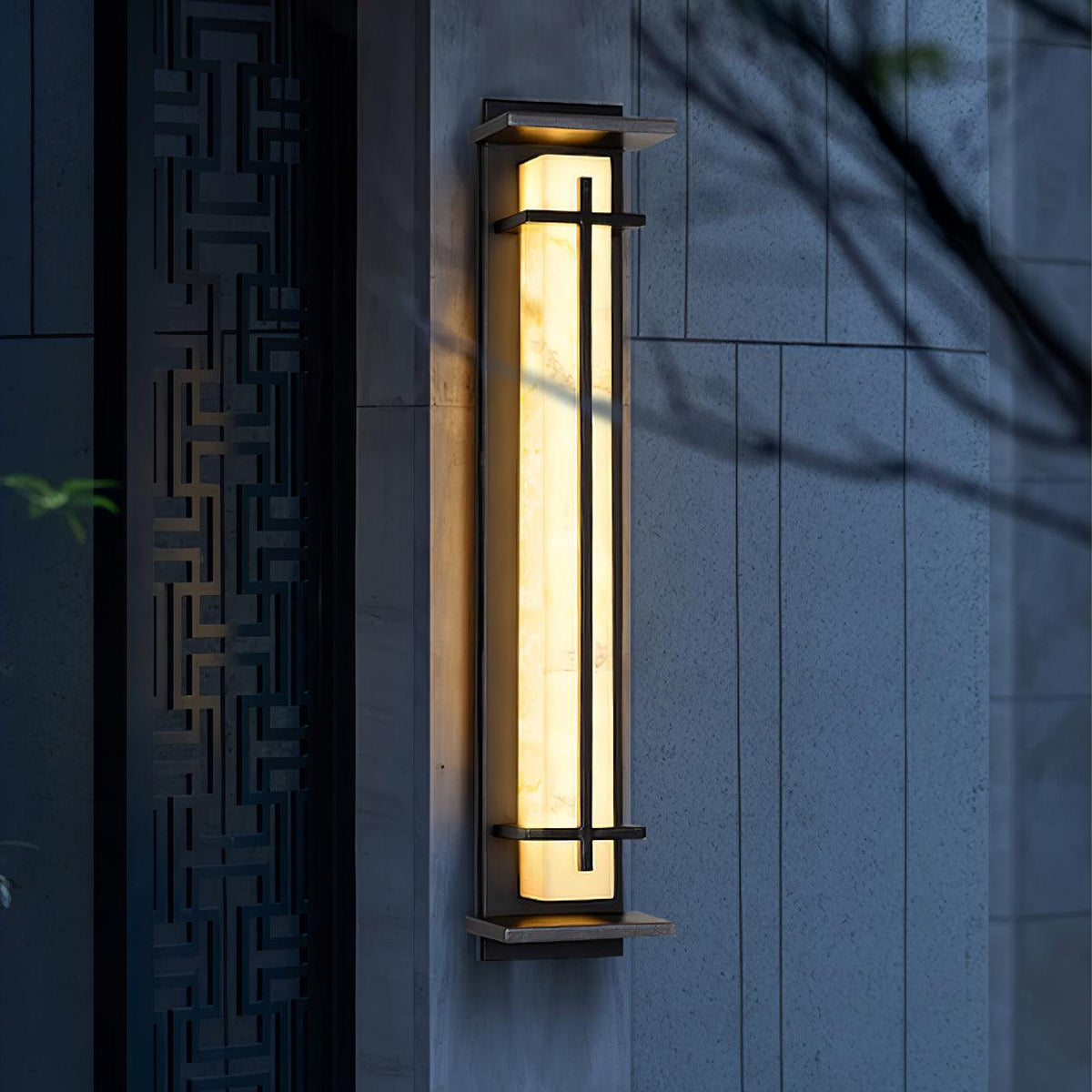 Avenirette kwadratowa zewnętrzna lampa kinkietowa imitująca alabaster wodoodporna
