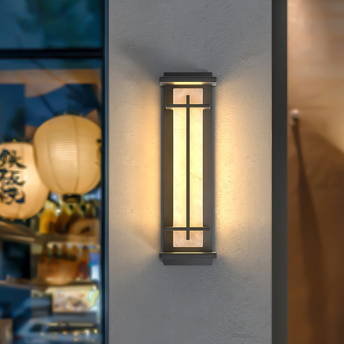 Avenirette kwadratowa zewnętrzna lampa kinkietowa imitująca alabaster wodoodporna