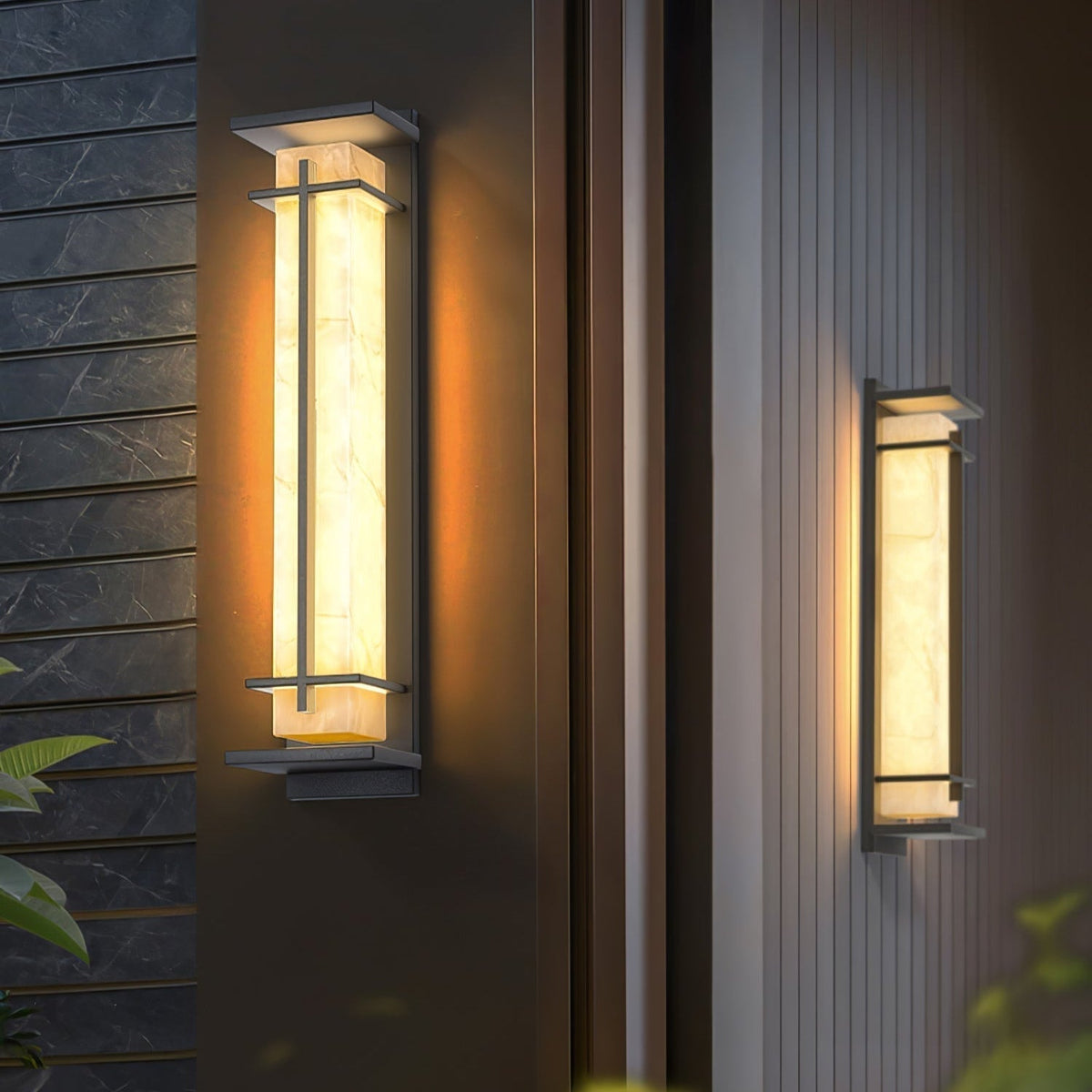 Avenirette kwadratowa zewnętrzna lampa kinkietowa imitująca alabaster wodoodporna