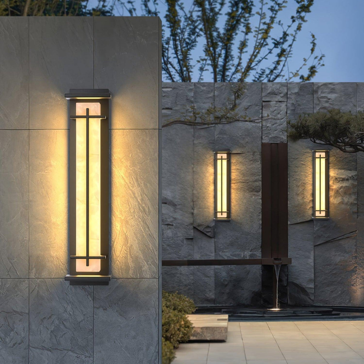 Avenirette kwadratowa zewnętrzna lampa kinkietowa imitująca alabaster wodoodporna