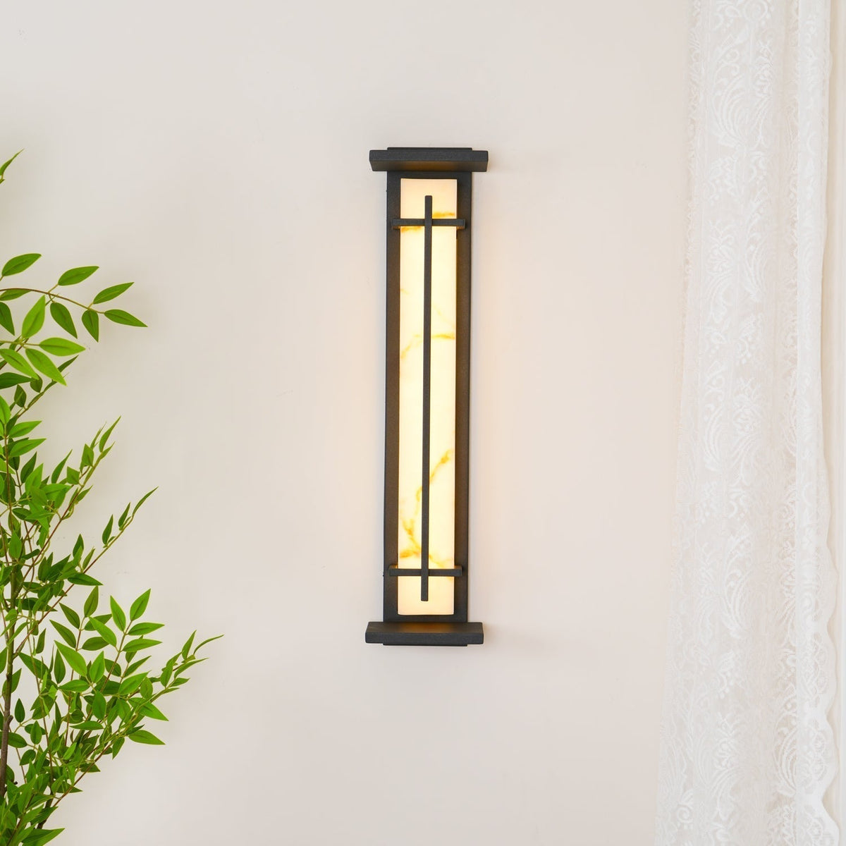 Avenirette kwadratowa zewnętrzna lampa kinkietowa imitująca alabaster wodoodporna