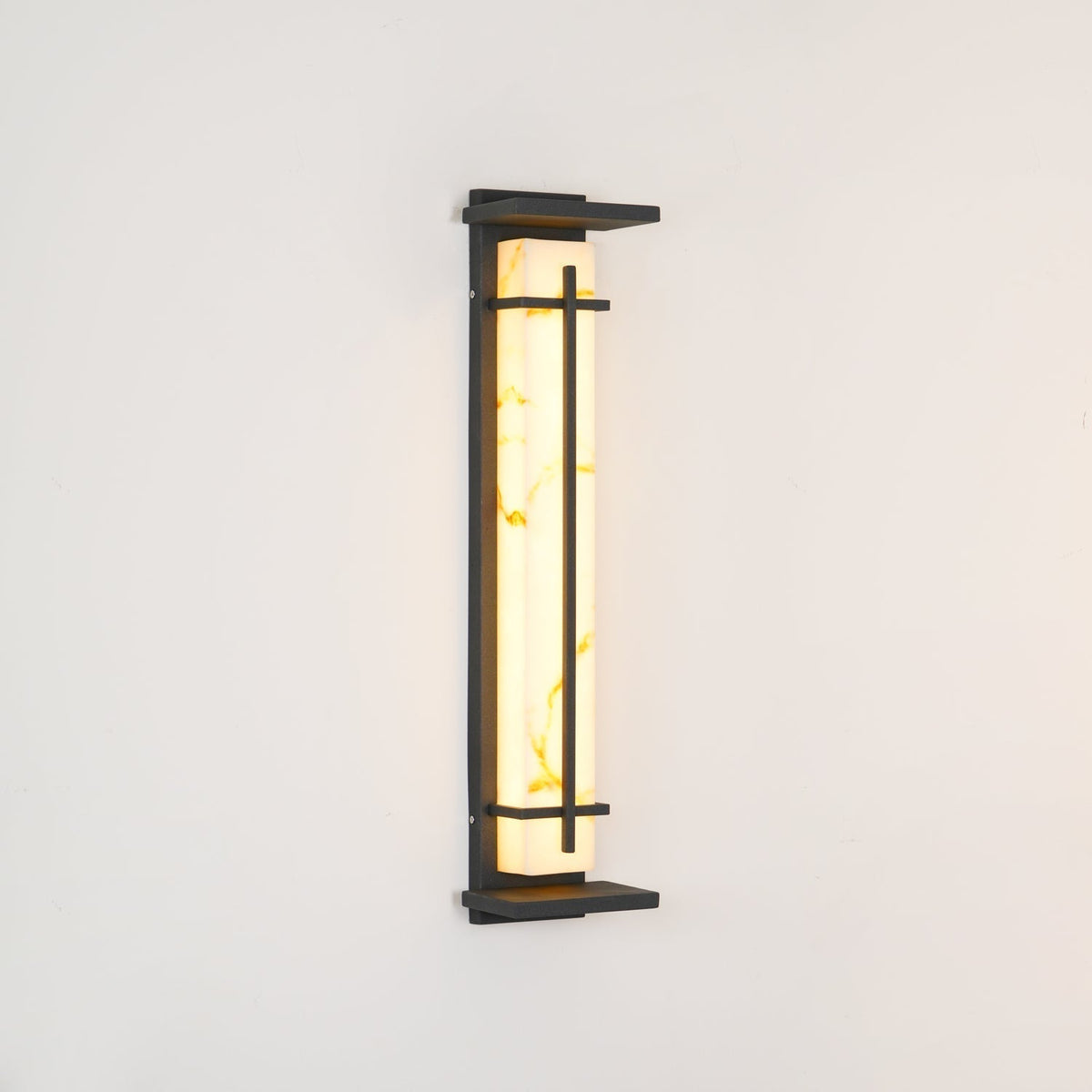 Avenirette kwadratowa zewnętrzna lampa kinkietowa imitująca alabaster wodoodporna
