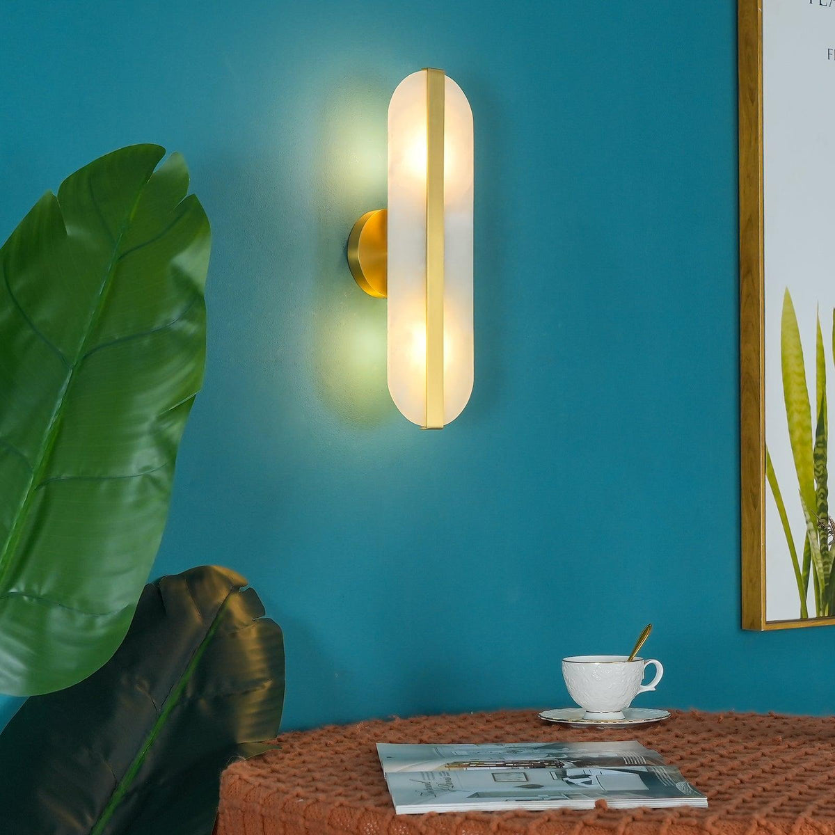 Calura podwójna kinkietowa lampa ścienna w alabastrze