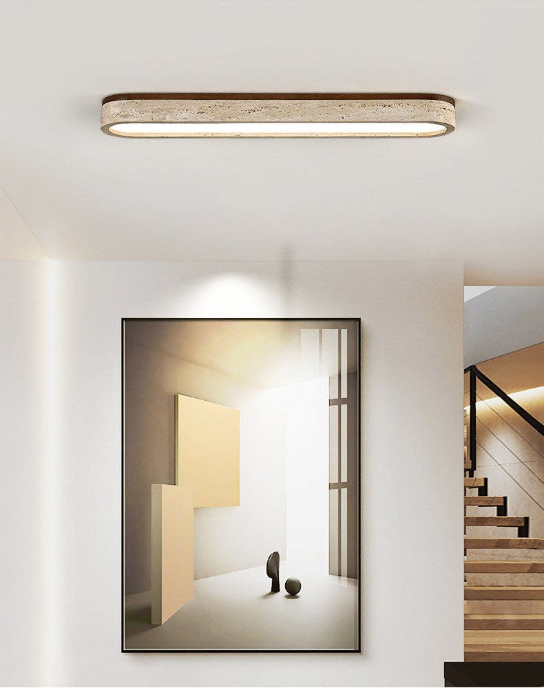Kirbe liniowa lampa sufitowa z żółtym travertynem