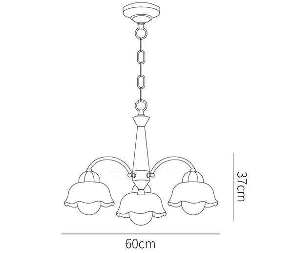 Silva vintage żyrandol wiszący z wielokrotnymi kwiatami LED w ceramice, metalu i drewnie do sypialni lub salonu