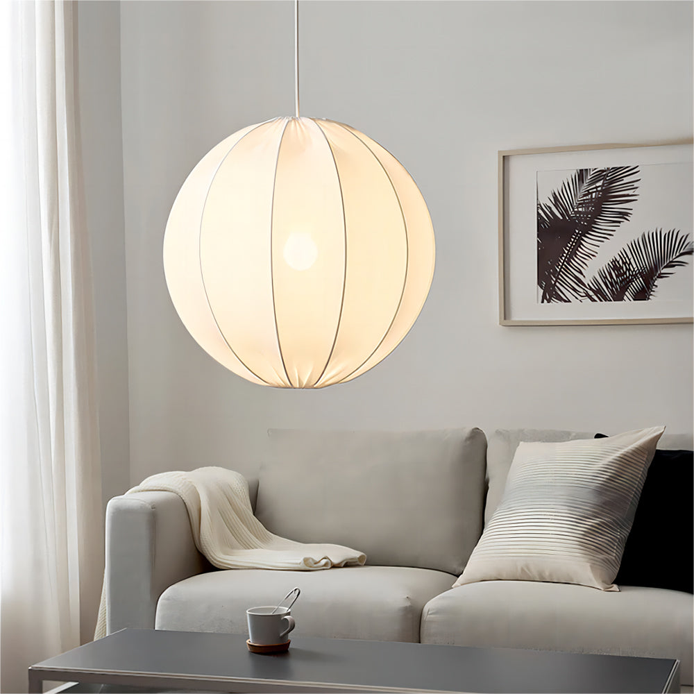 Ritta nowoczesna minimalistyczna lampa wisząca ze szkła i tkaniny w kolorze białym