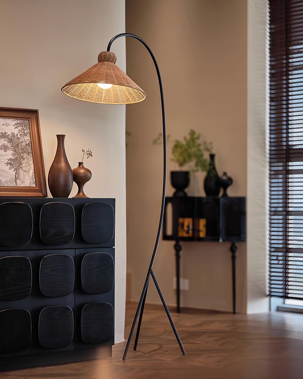 Sombrero Rattan Arc lampa stojąca