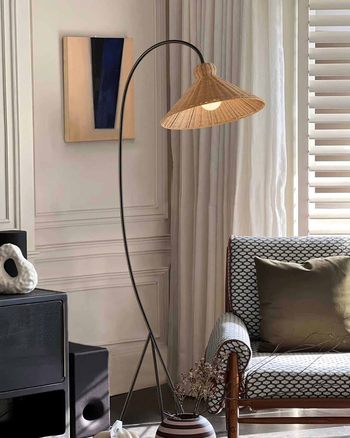 Sombrero Rattan Arc lampa stojąca