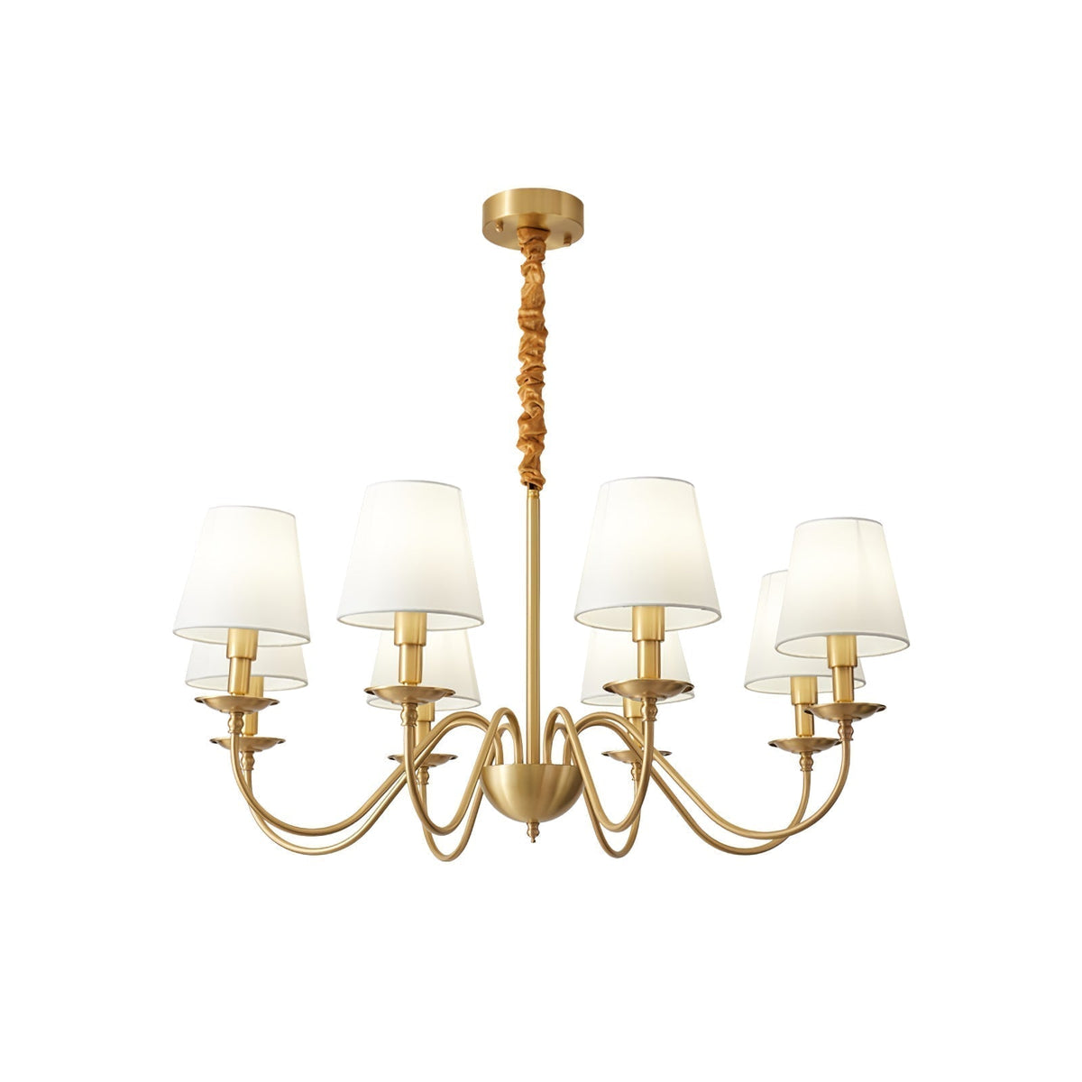 Silva vintage żyrandol z metalu w miedź wielopłócienny osłonka biała sypialnia salon lampa wisząca