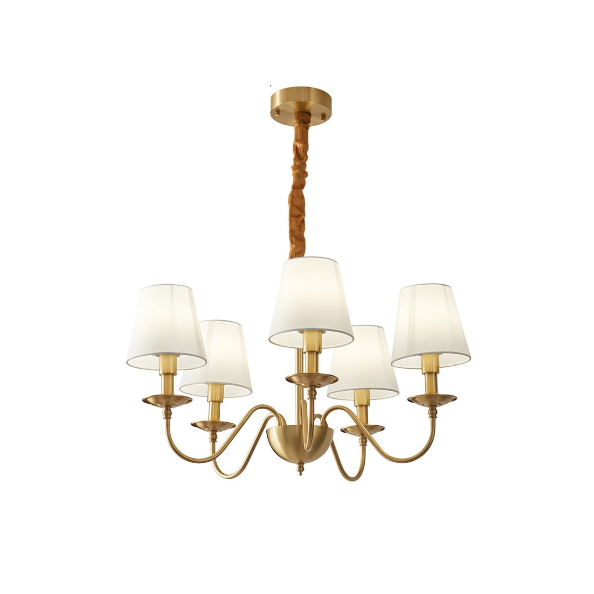 Silva vintage żyrandol z metalu w miedź wielopłócienny osłonka biała sypialnia salon lampa wisząca