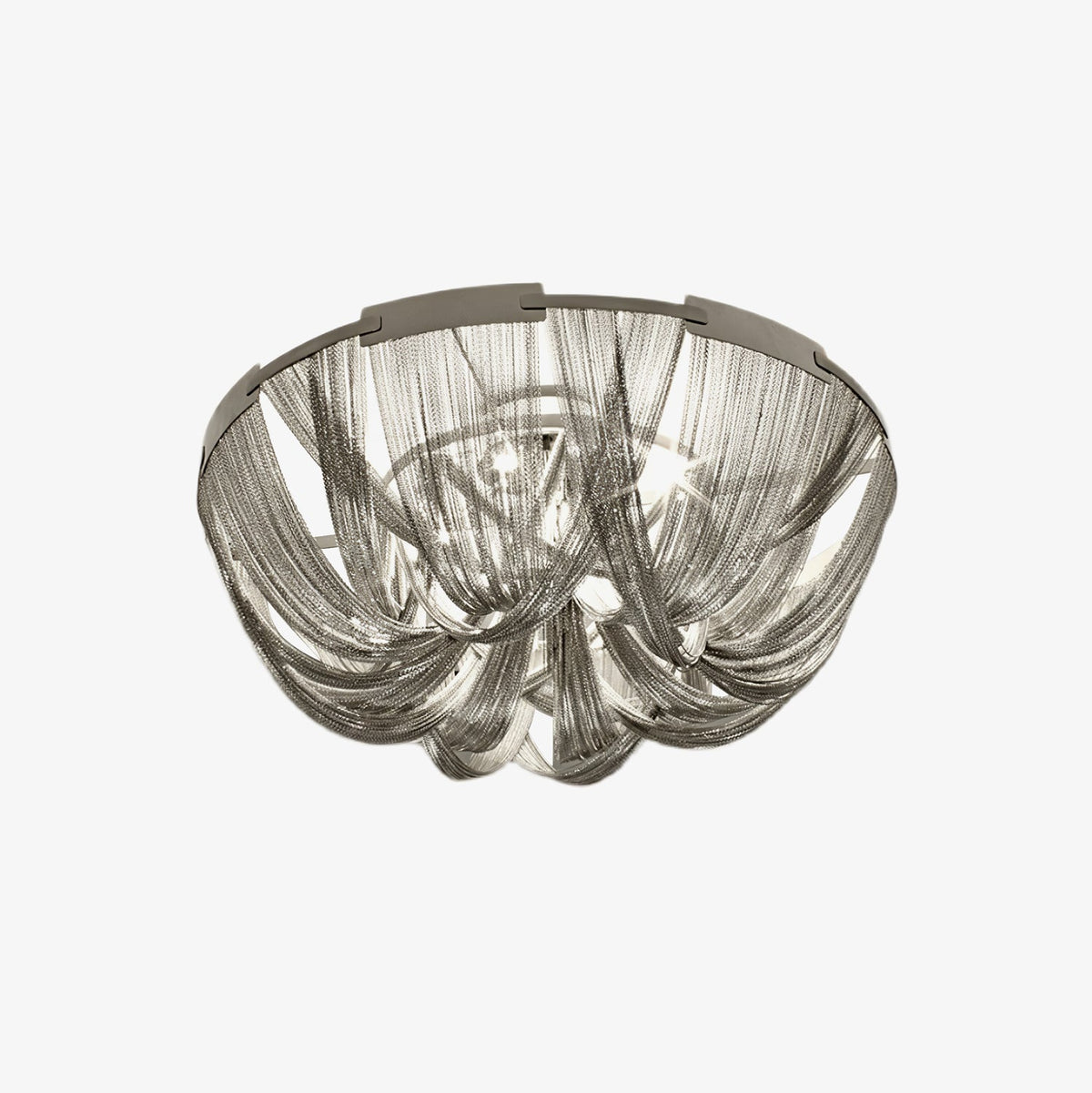 Talj lampa sufitowa z kordem aluminiowym ramą posrebrzaną