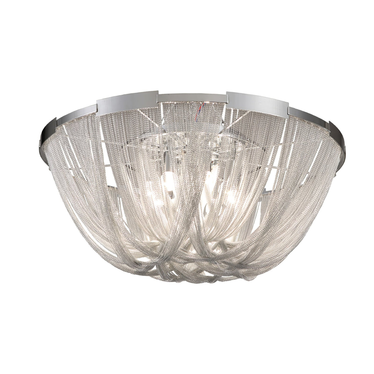 Talj lampa sufitowa z kordem aluminiowym ramą posrebrzaną