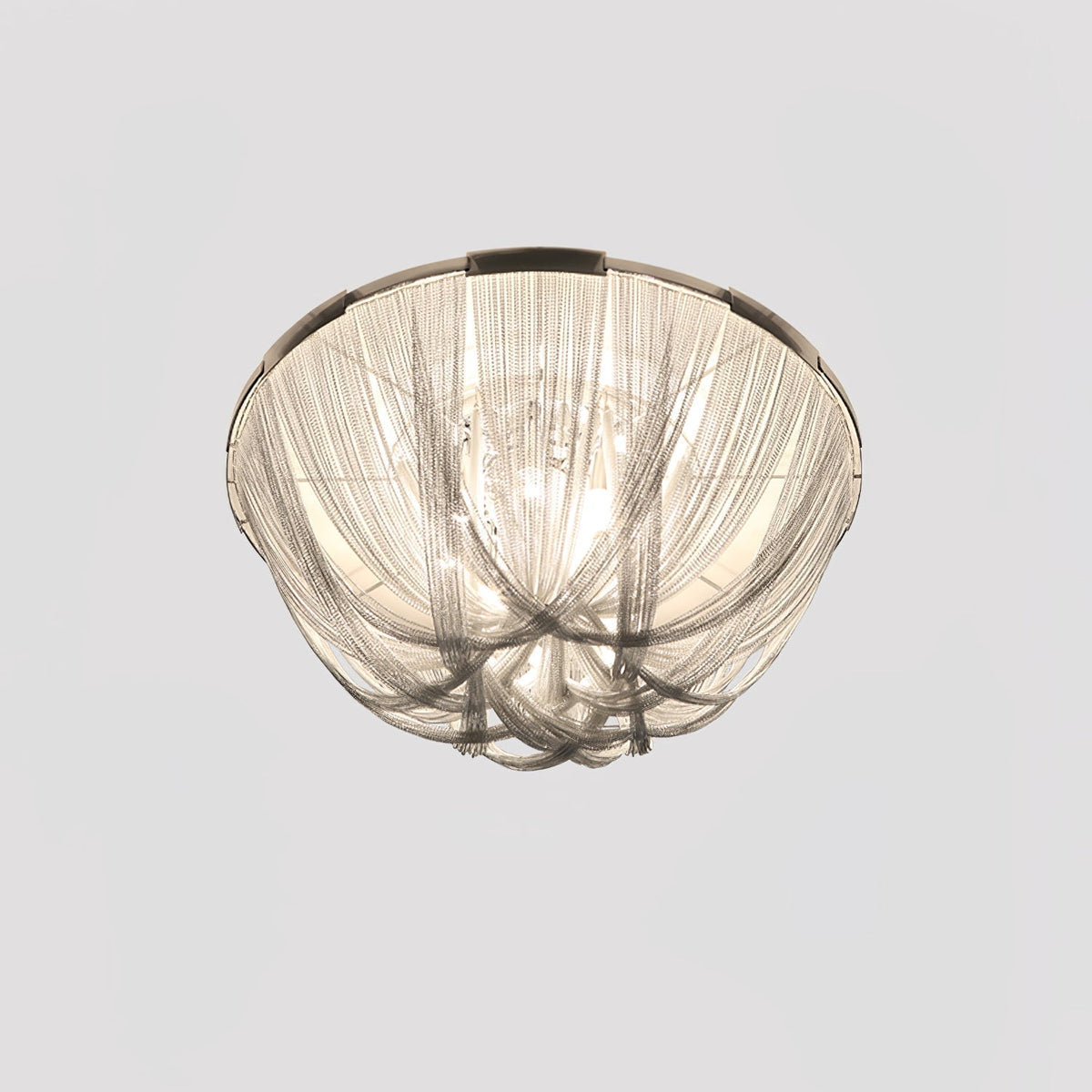Talj lampa sufitowa z kordem aluminiowym ramą posrebrzaną