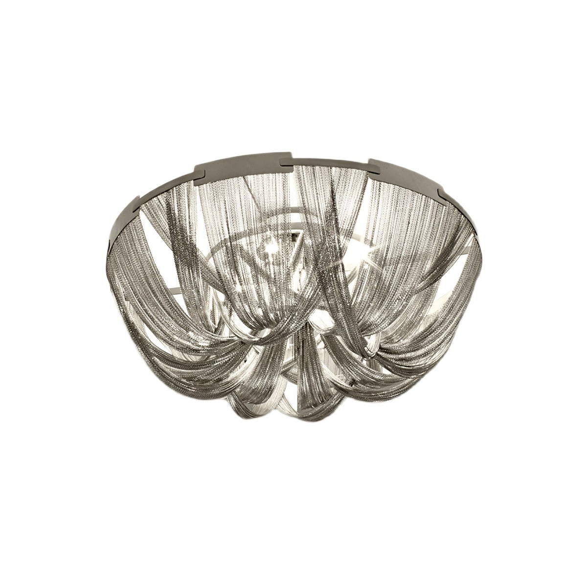 Talj lampa sufitowa z kordem aluminiowym ramą posrebrzaną
