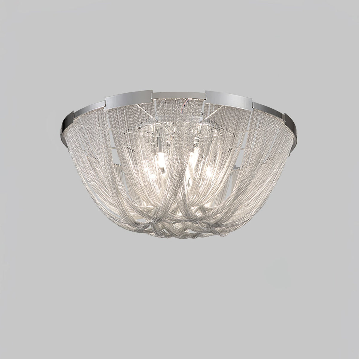Talj lampa sufitowa z kordem aluminiowym ramą posrebrzaną