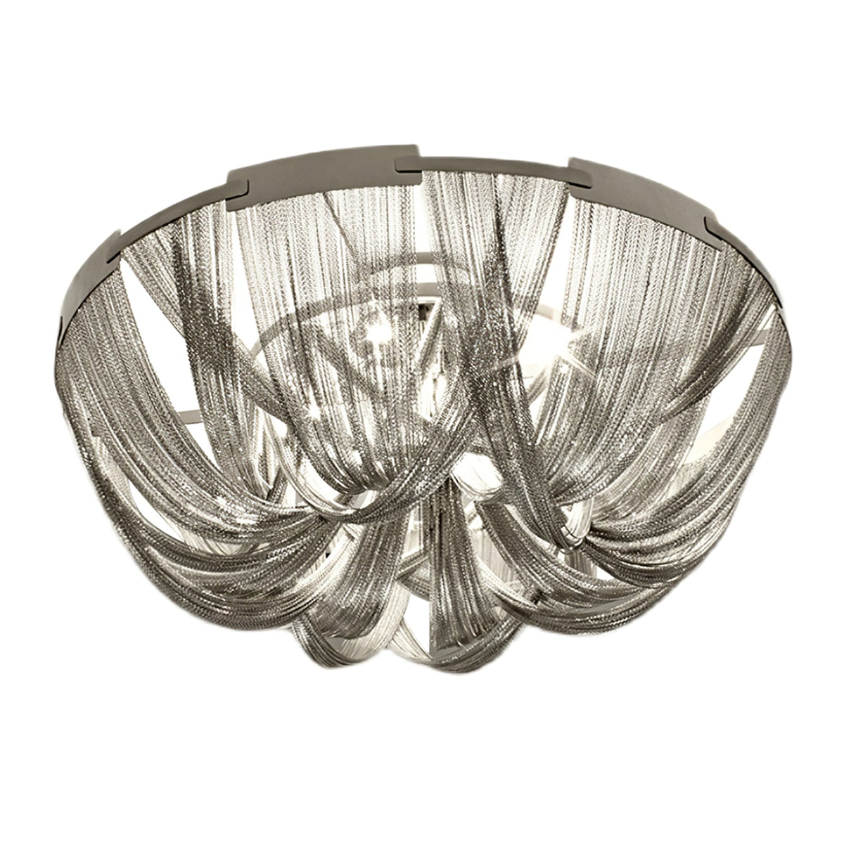 Talj lampa sufitowa z kordem aluminiowym ramą posrebrzaną
