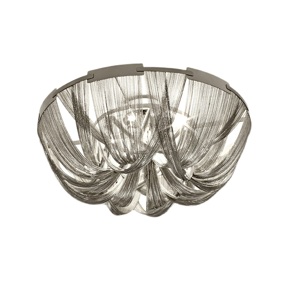 Talj lampa sufitowa z kordem aluminiowym ramą posrebrzaną