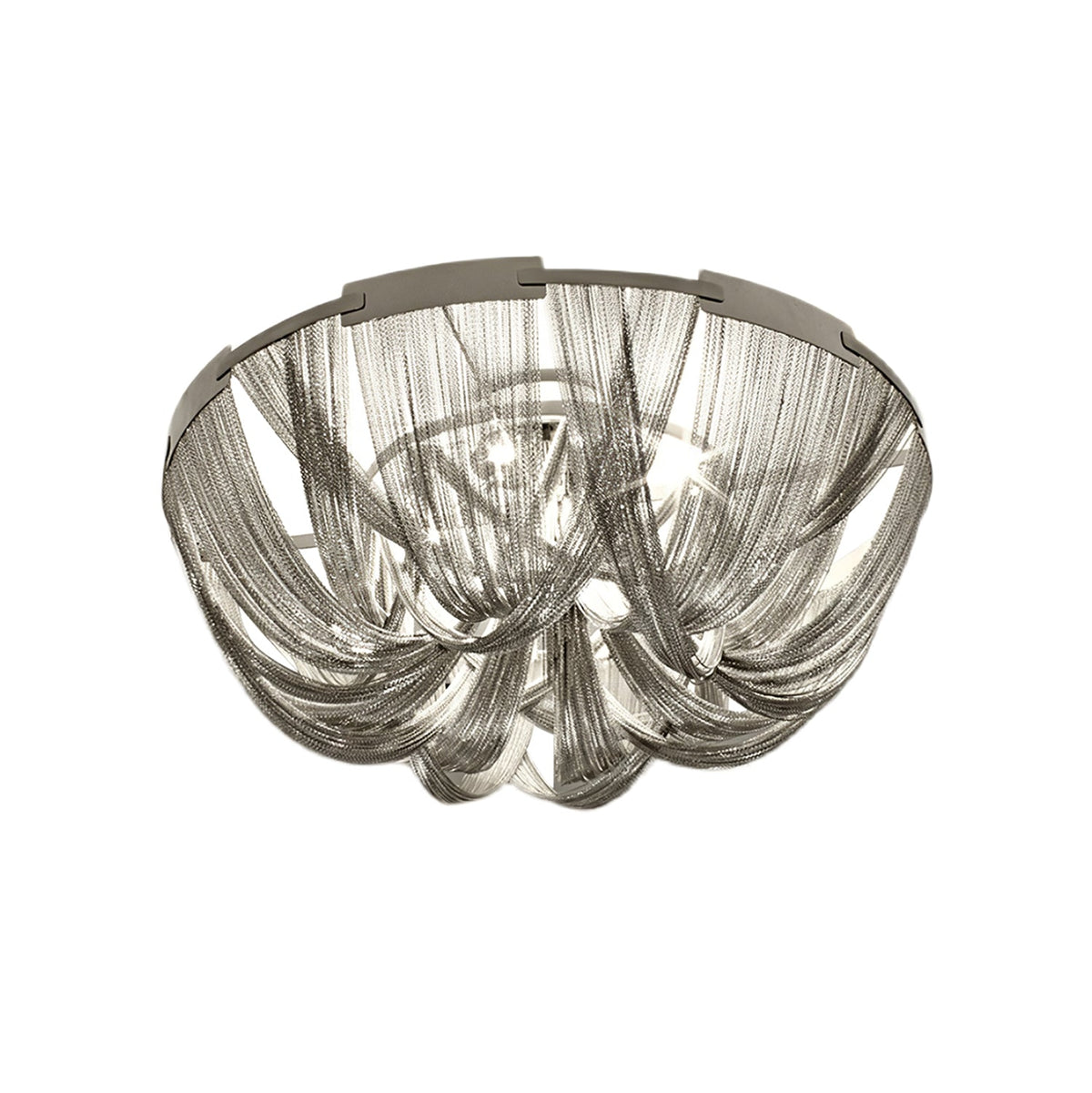 Talj lampa sufitowa z kordem aluminiowym ramą posrebrzaną