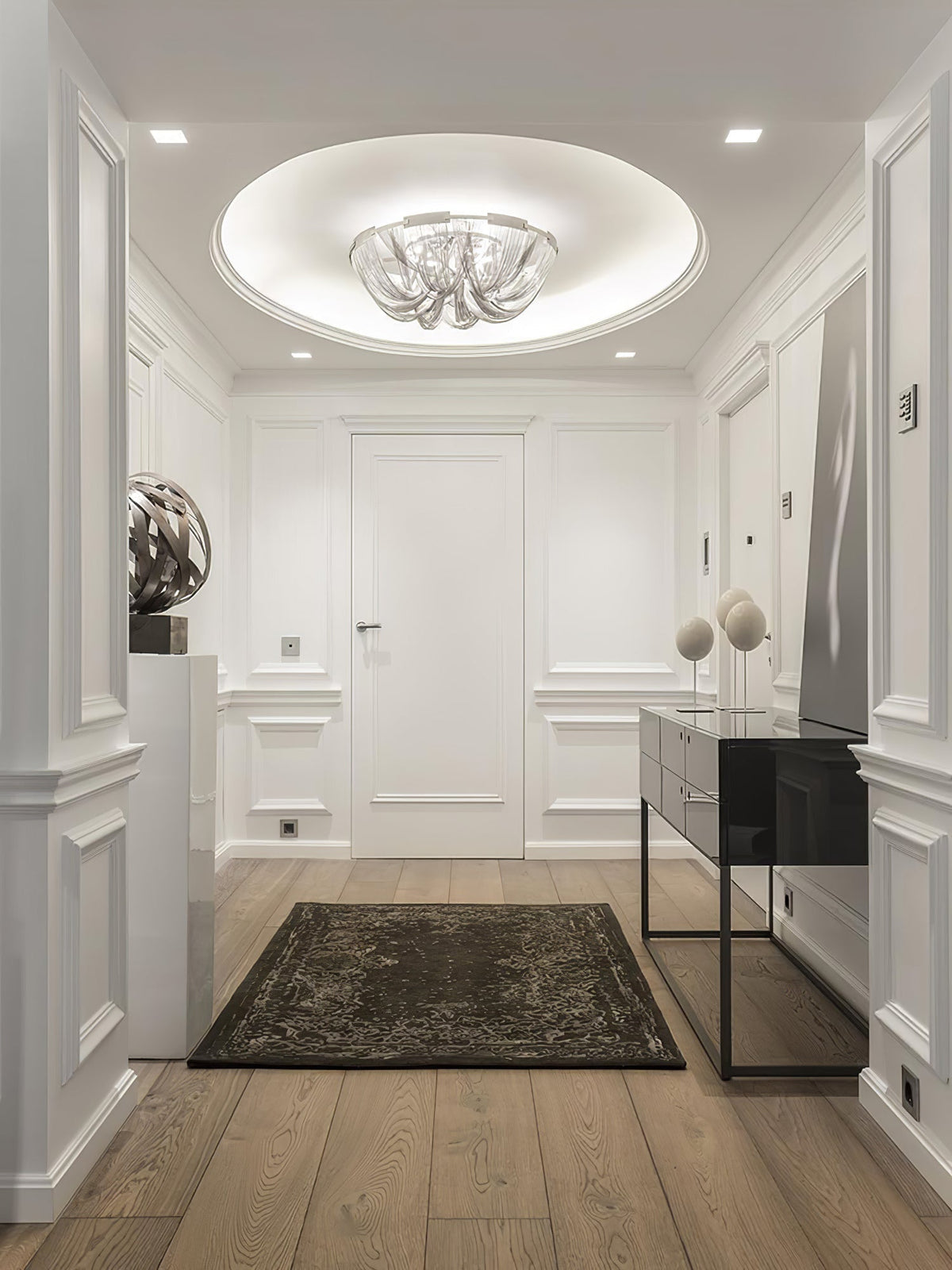 Talj lampa sufitowa z kordem aluminiowym ramą posrebrzaną