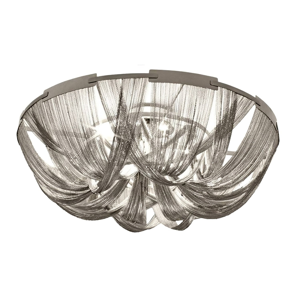 Talj lampa sufitowa z kordem aluminiowym ramą posrebrzaną