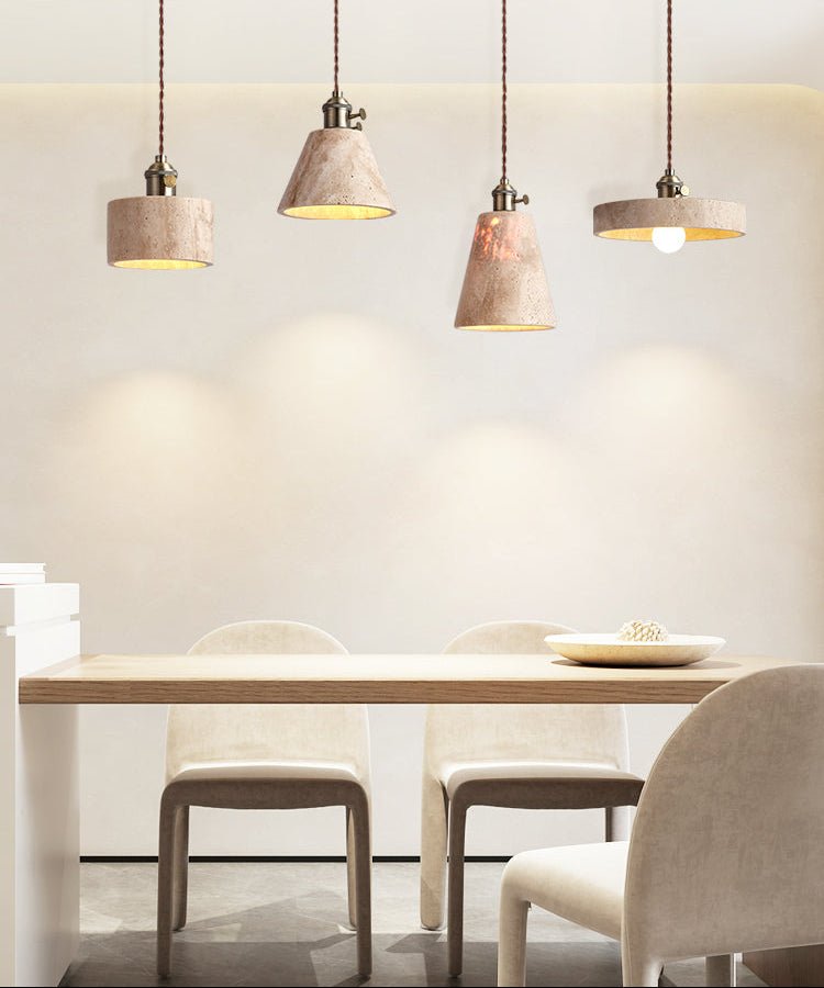Zestaw lamp wiszących Ralw minimalistyczny ze żłotym Travertynem