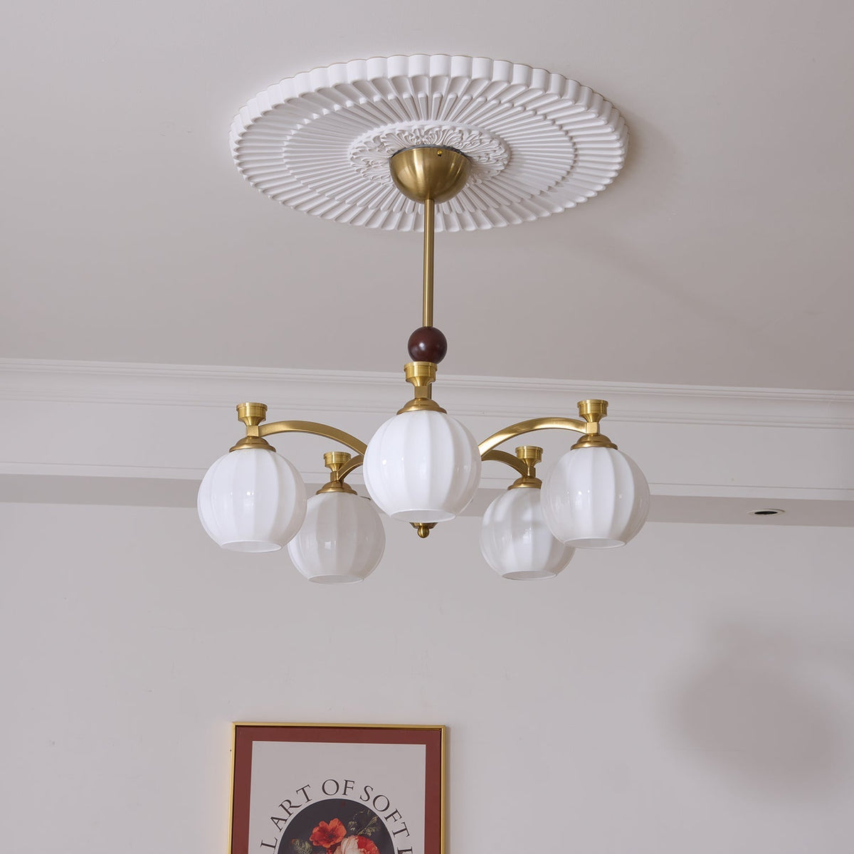 Usilia Elegance żyrandol ze szkła i drewna w stylu vintage