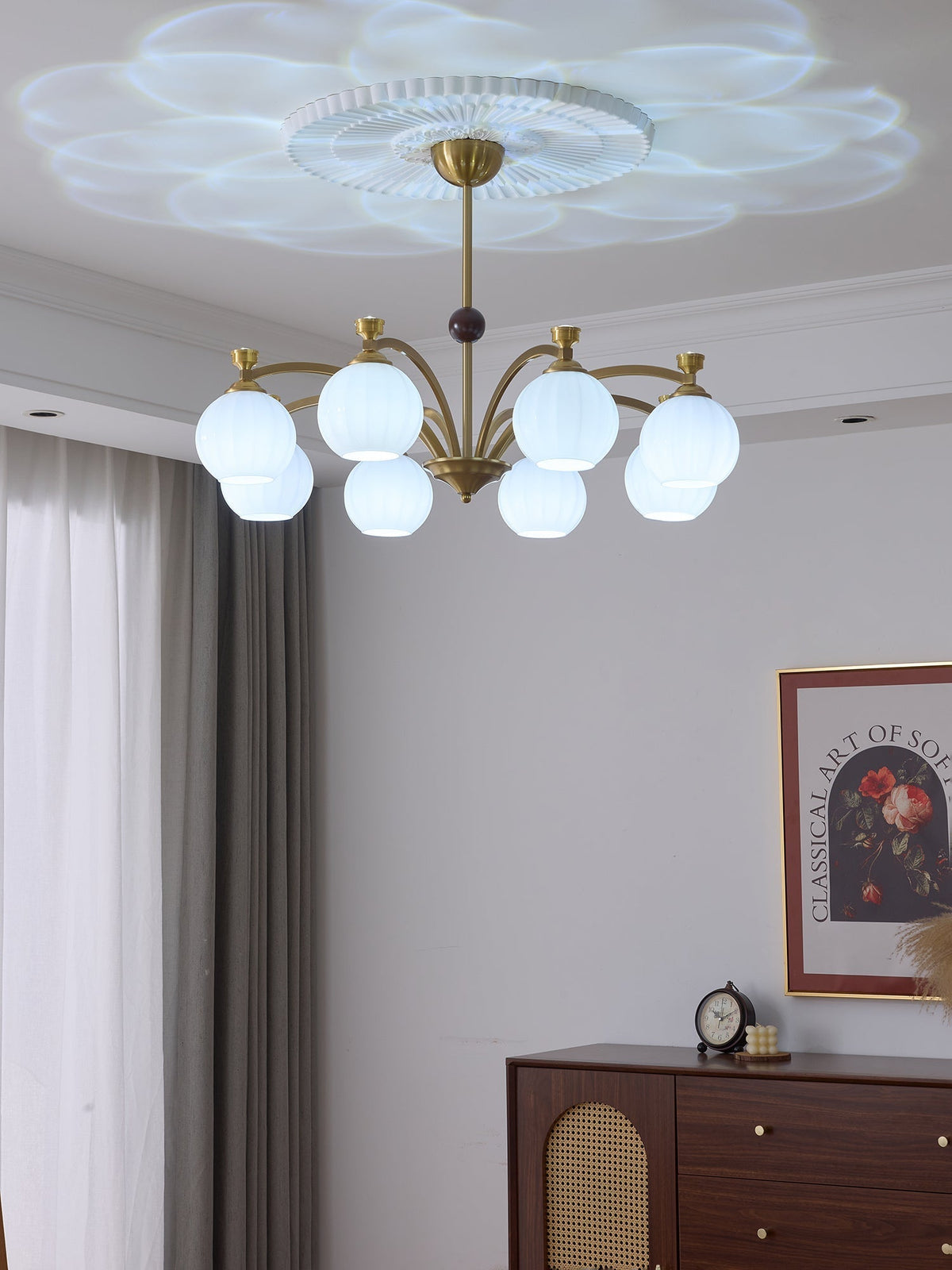 Usilia Elegance żyrandol ze szkła i drewna w stylu vintage