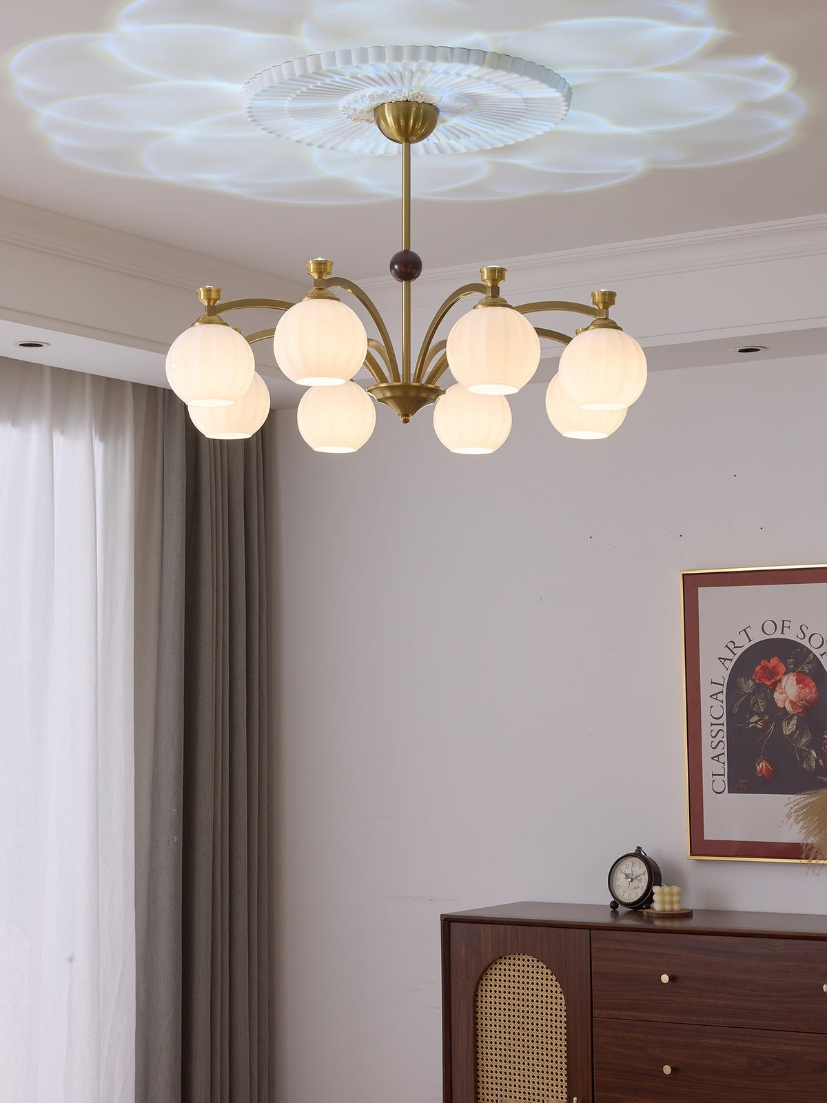 Usilia Elegance żyrandol ze szkła i drewna w stylu vintage