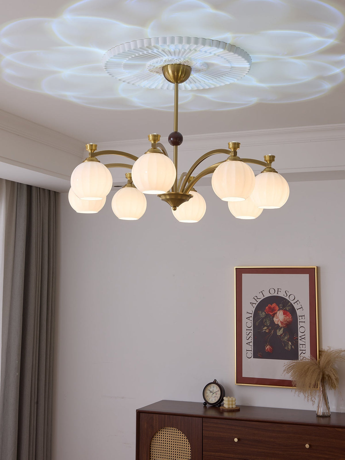 Usilia Elegance żyrandol ze szkła i drewna w stylu vintage