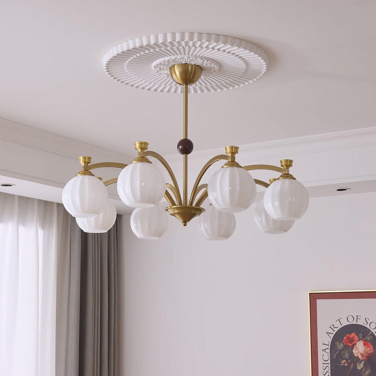 Usilia Elegance żyrandol ze szkła i drewna w stylu vintage