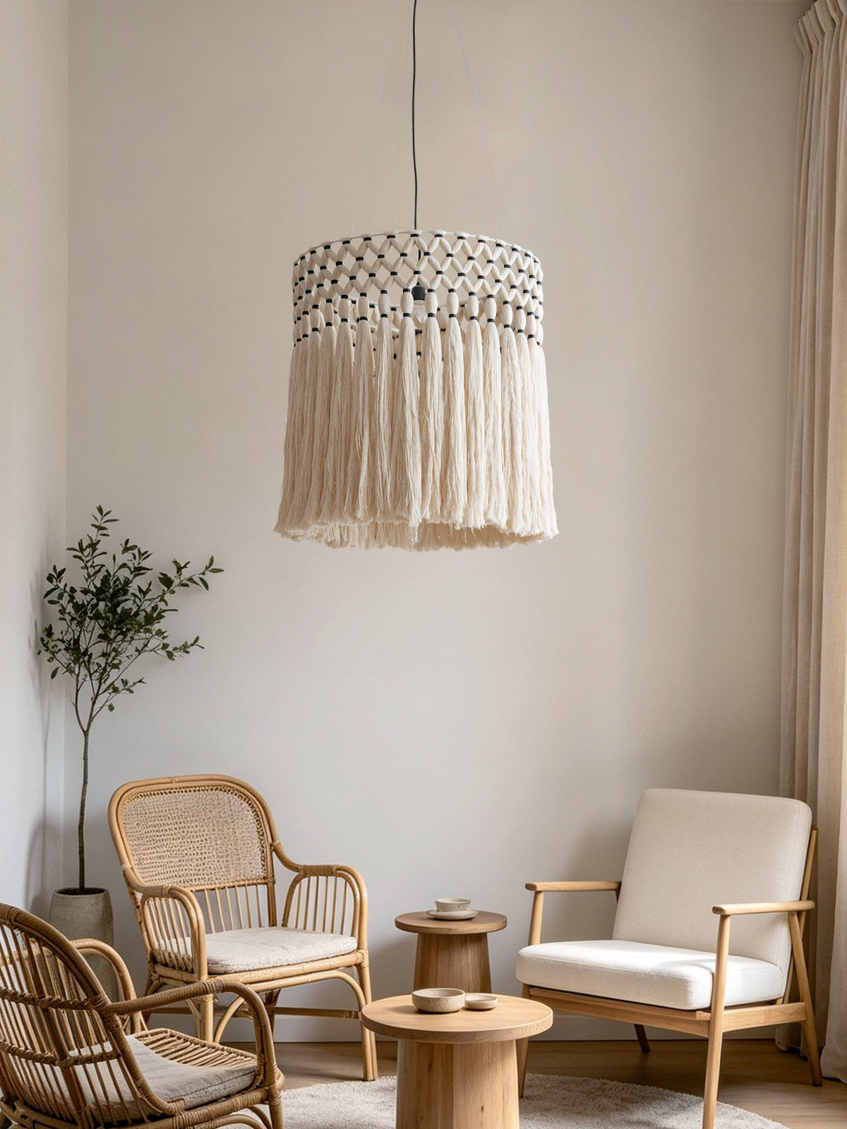 Ulmont Lampa Wisząca Makramowa Z Frędzlami
