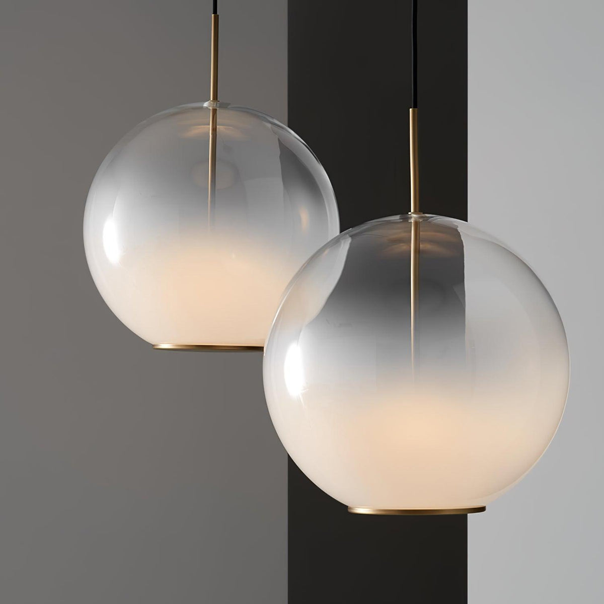 Lampa wisząca Celelaine ze szkła gradientowego w kolorze dymno-szarym do salonu
