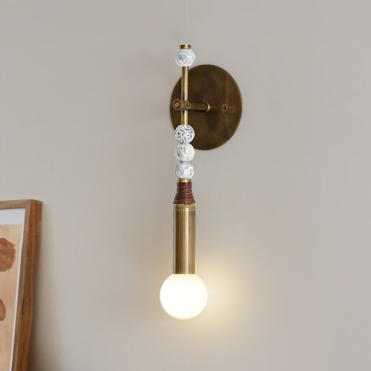 Mariselia nowoczesna minimalistyczna kinkietowa lampa ze szkła i marmuru