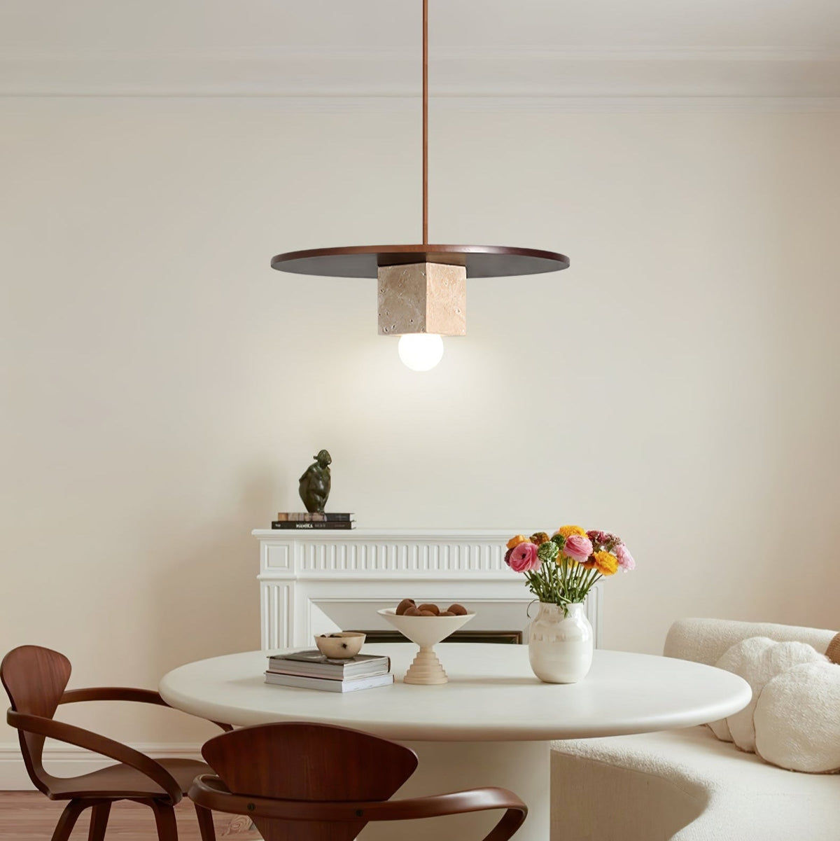 Sarix geometryczna lampa wisząca ze szkła i travertynu