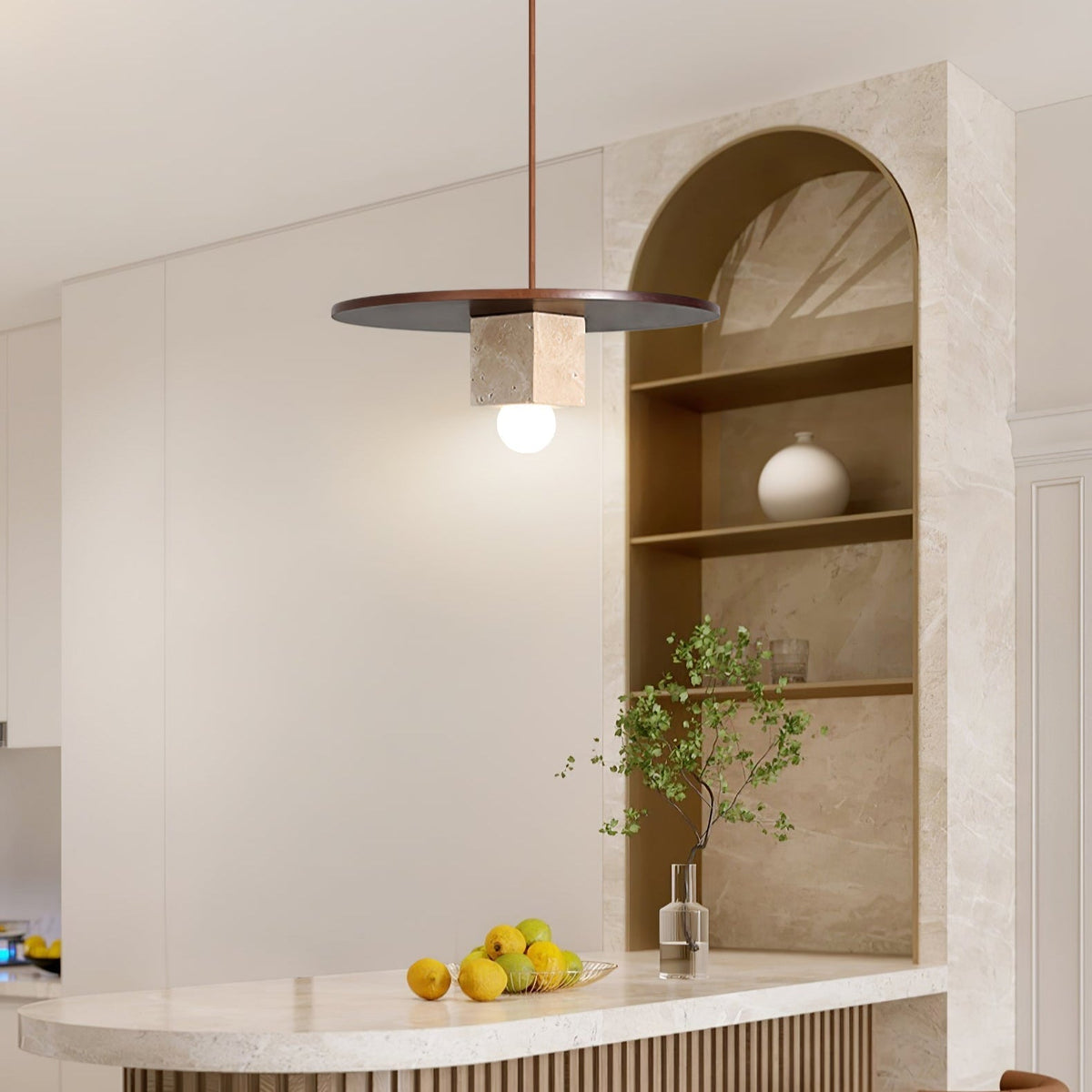 Sarix geometryczna lampa wisząca ze szkła i travertynu