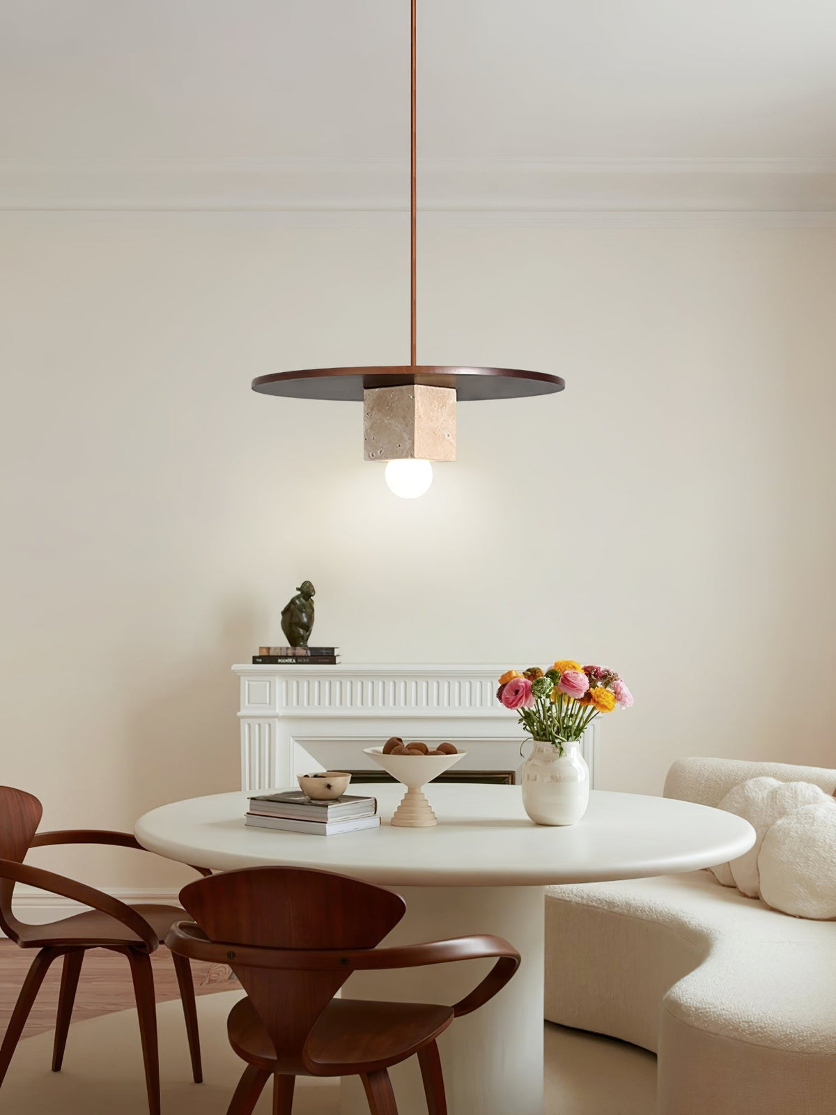 Sarix geometryczna lampa wisząca ze szkła i travertynu