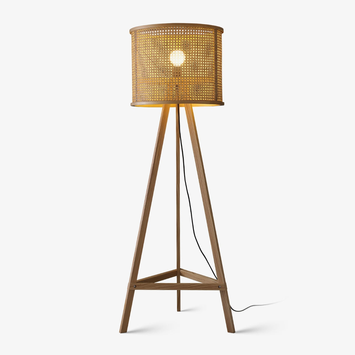 Olsolyra lampa stojąca trójnóg z plecionki rattan