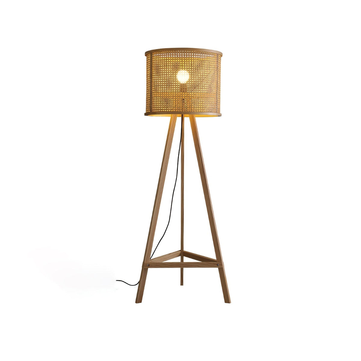 Olsolyra lampa stojąca trójnóg z plecionki rattan