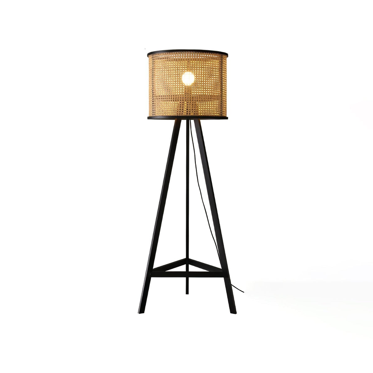 Olsolyra lampa stojąca trójnóg z plecionki rattan