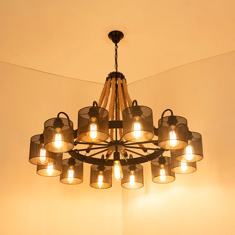 Epoch Vintage LED lampa wisząca czarny sznur/metal salon