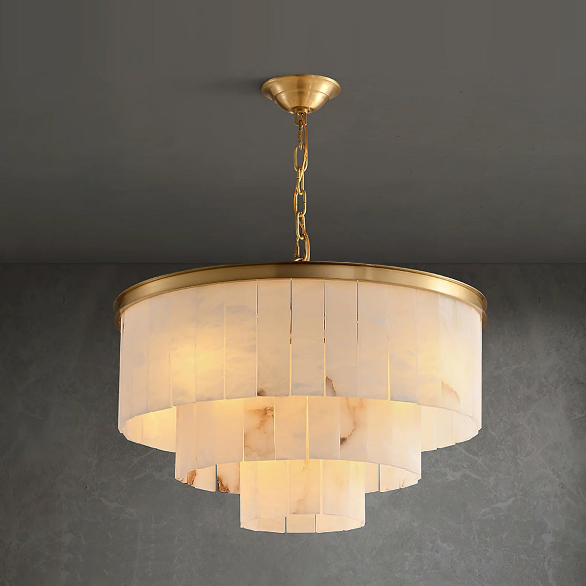 Windham Alabaster żyrandol Warstwowy Halo