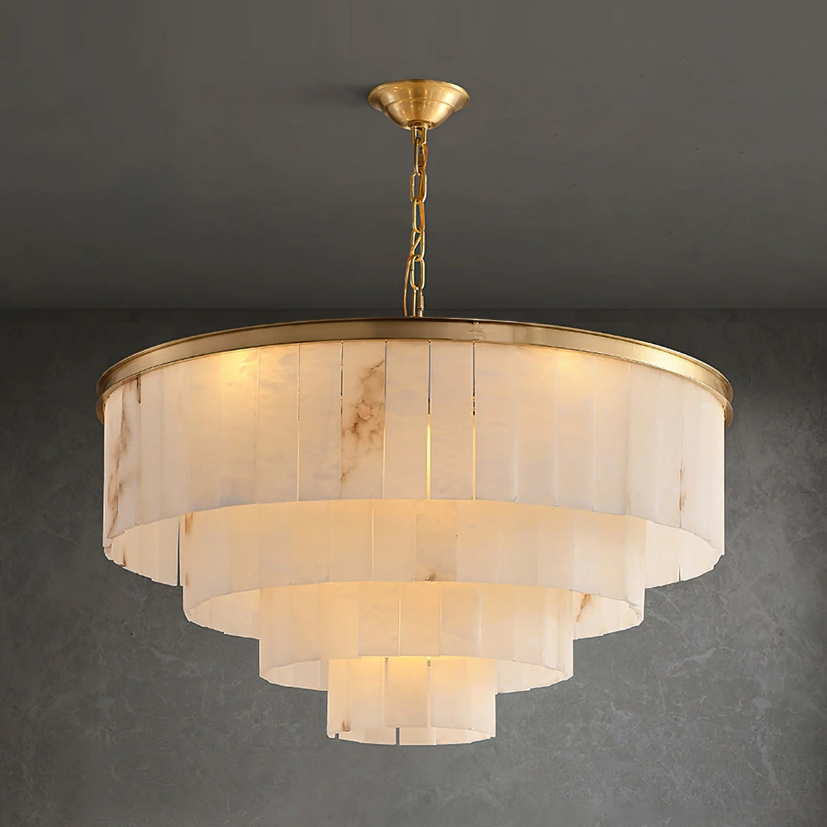 Windham Alabaster żyrandol Warstwowy Halo